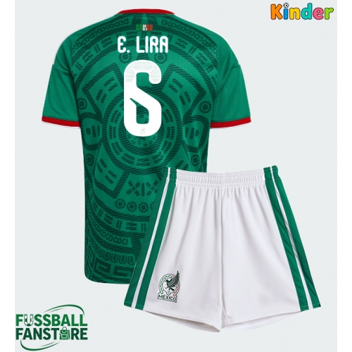 Mexiko Erik Lira #6 Replik Heimtrikot Kinder WM 2026 Kurzarm (+ Kurze Hosen)